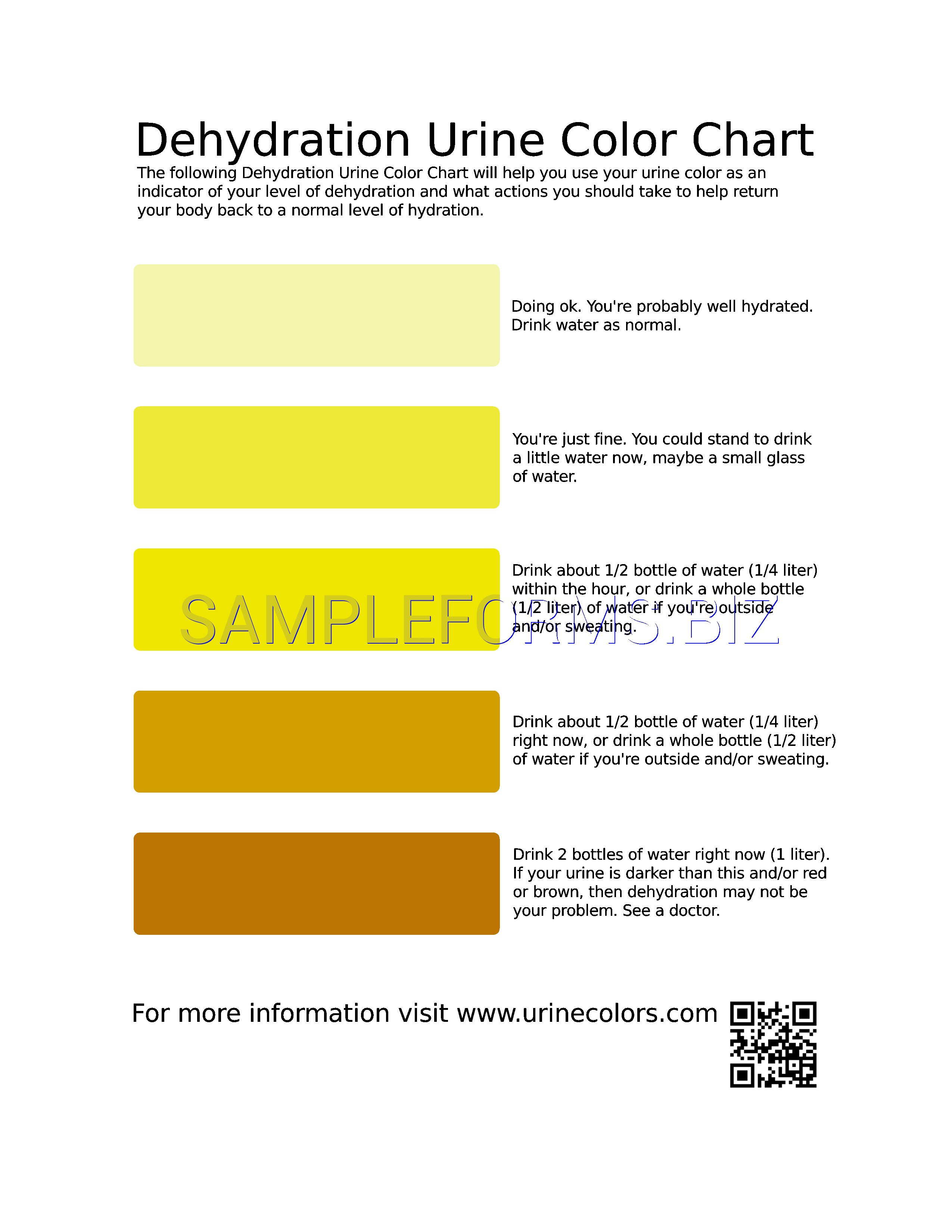 Preview free downloadable Dehydration Urine Color Chart in PDF (page 1)